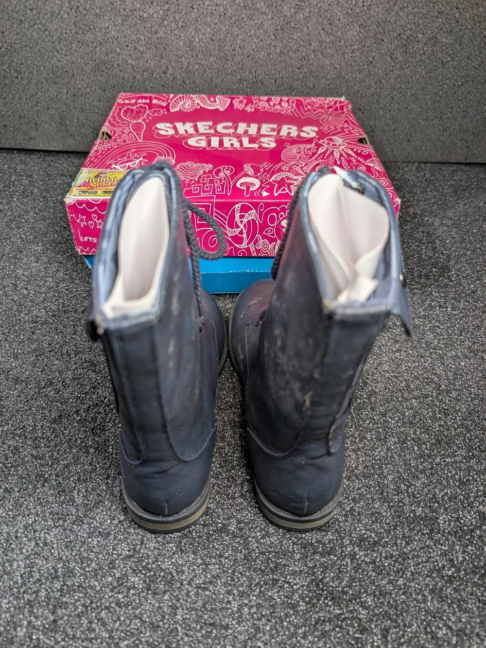 Skechers Girls Navy Lace-Up Combat Boots